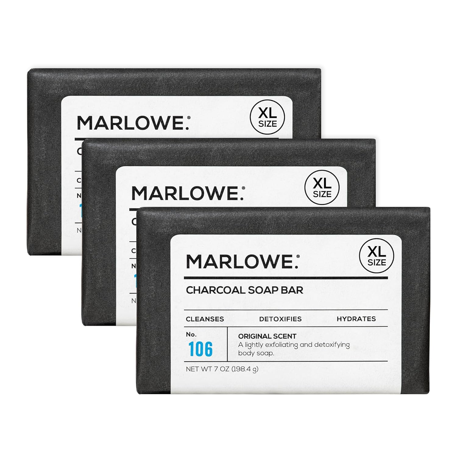 Marlowe Charcoal Soap Bars for Men - Cleansing & Hydrating