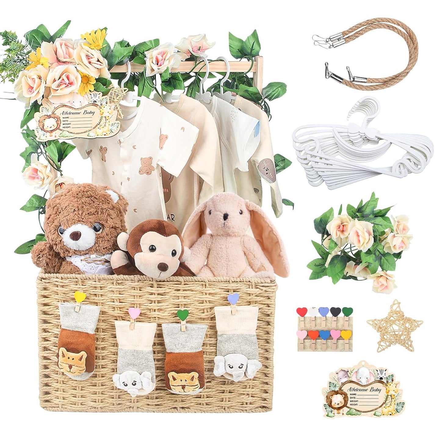 Wooden Baby Shower Crate Closet for Newborn Gifts and Storage