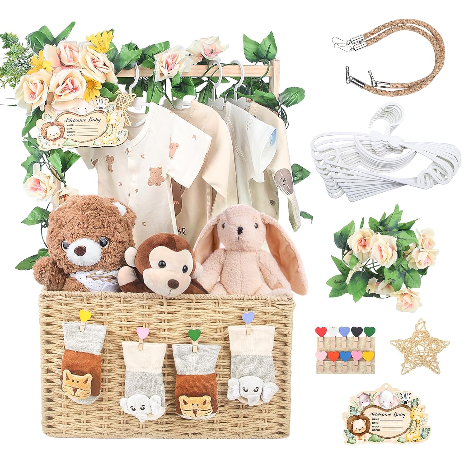 Wooden Baby Shower Crate Closet for Newborn Gifts and Storage