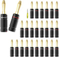 24 pcs Banana Plugs 24K Gold Plated - Easy Speaker Wire Installation