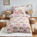 Toddler Bedding Set Cartoon Love Hearts Rainbow Comforter Set - Soft