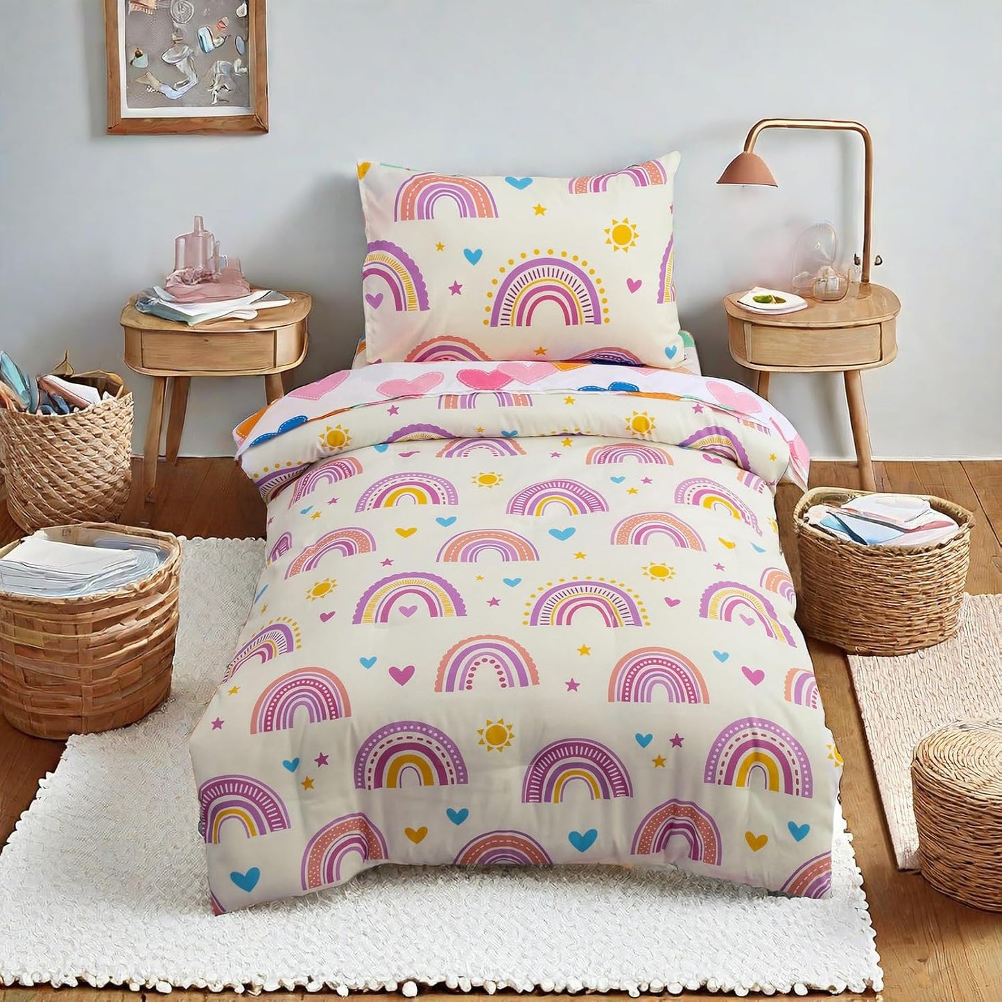 Ultra Soft Toddler Bedding Set with Cartoon Love Hearts Design