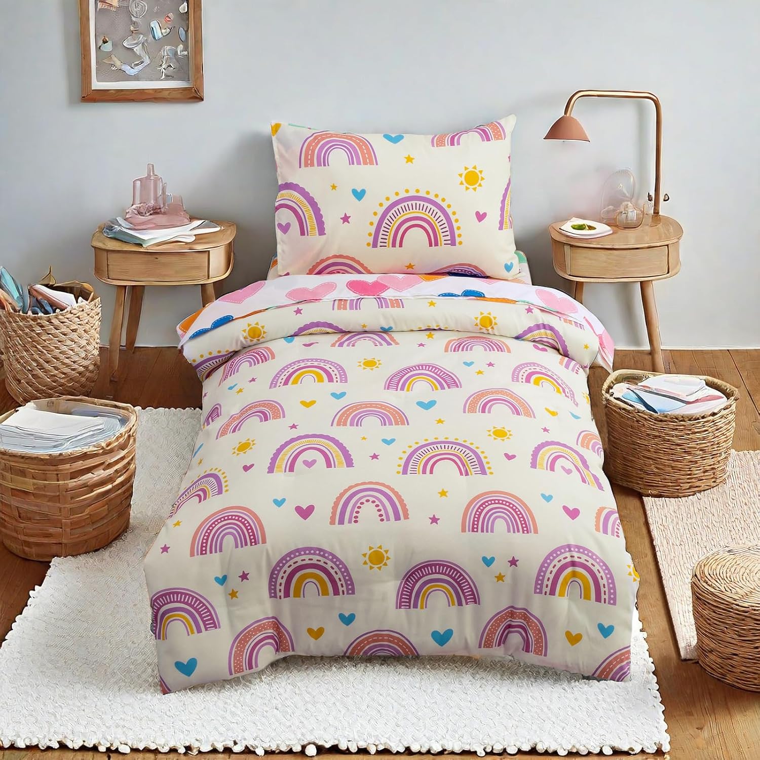 Ultra Soft Toddler Bedding Set with Cartoon Love Hearts Design