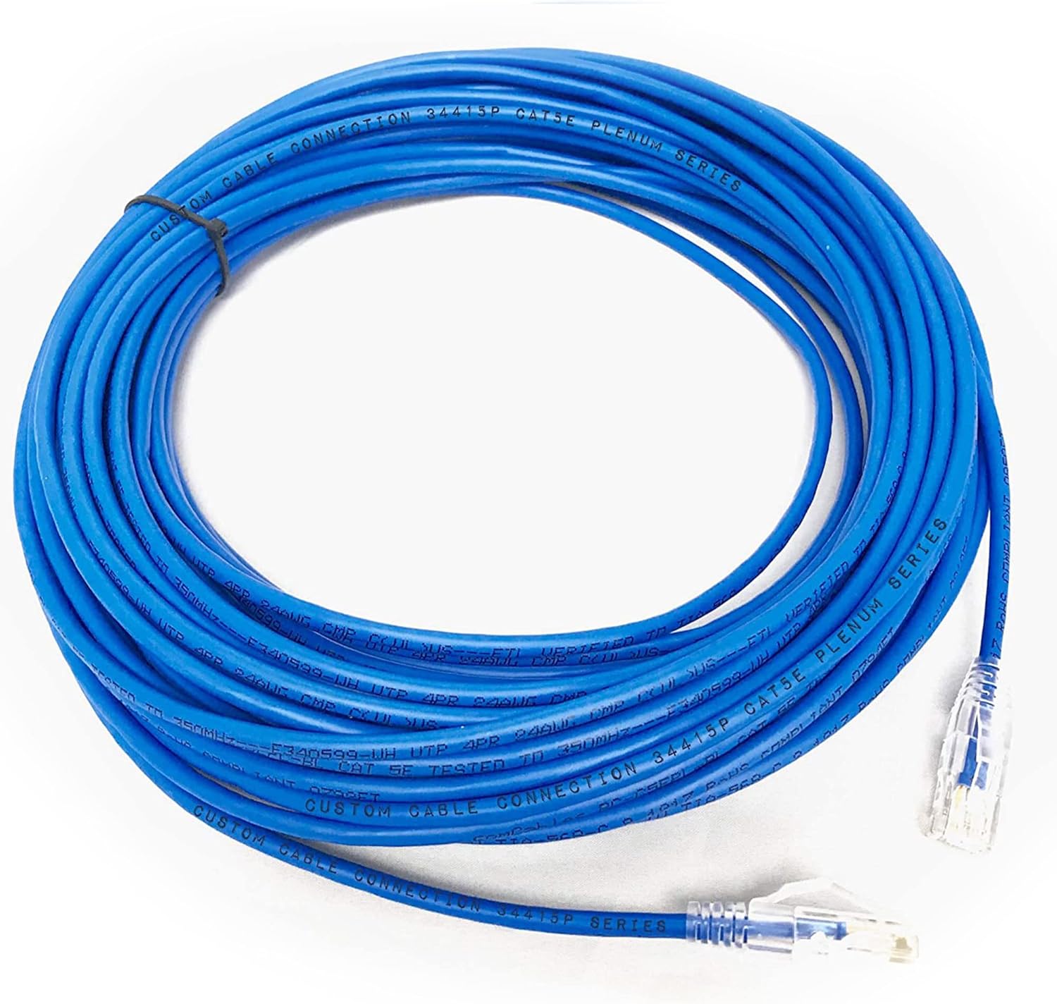 50ft Blue Cat5e Plenum Rated Patch Cable for High Speed Networking