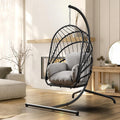 Hanging Egg Chair with Stand - Foldable Rattan Swing for Indoors