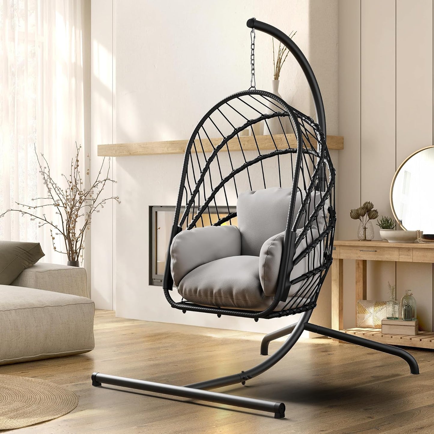 YITAHOME Hanging Egg Chair with Stand for Indoor and Outdoor Use