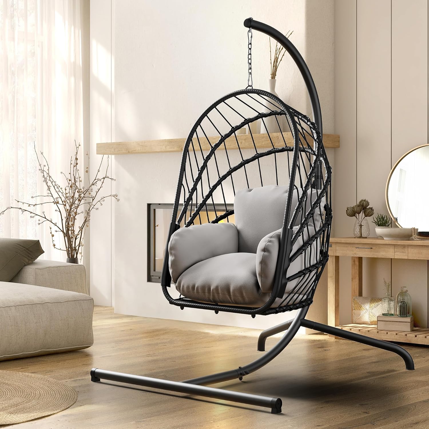 YITAHOME Hanging Egg Chair with Stand for Indoor and Outdoor Use