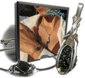 Genuine Moldavite Necklace for Women - Large Herkimer Pendant