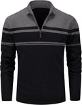 MAGCOMSEN Men's 1/4 Zip Cotton Striped Pullover Sweater - Warm