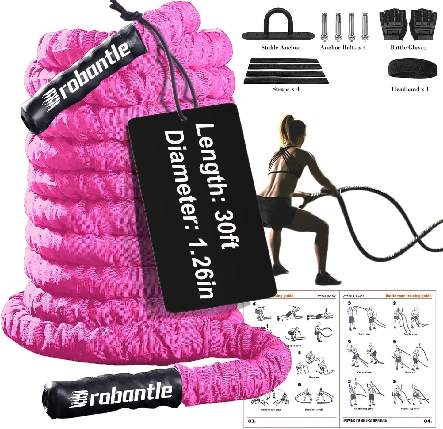 Brobantle Battle Rope for Home Gym - Heavy Weighted Training