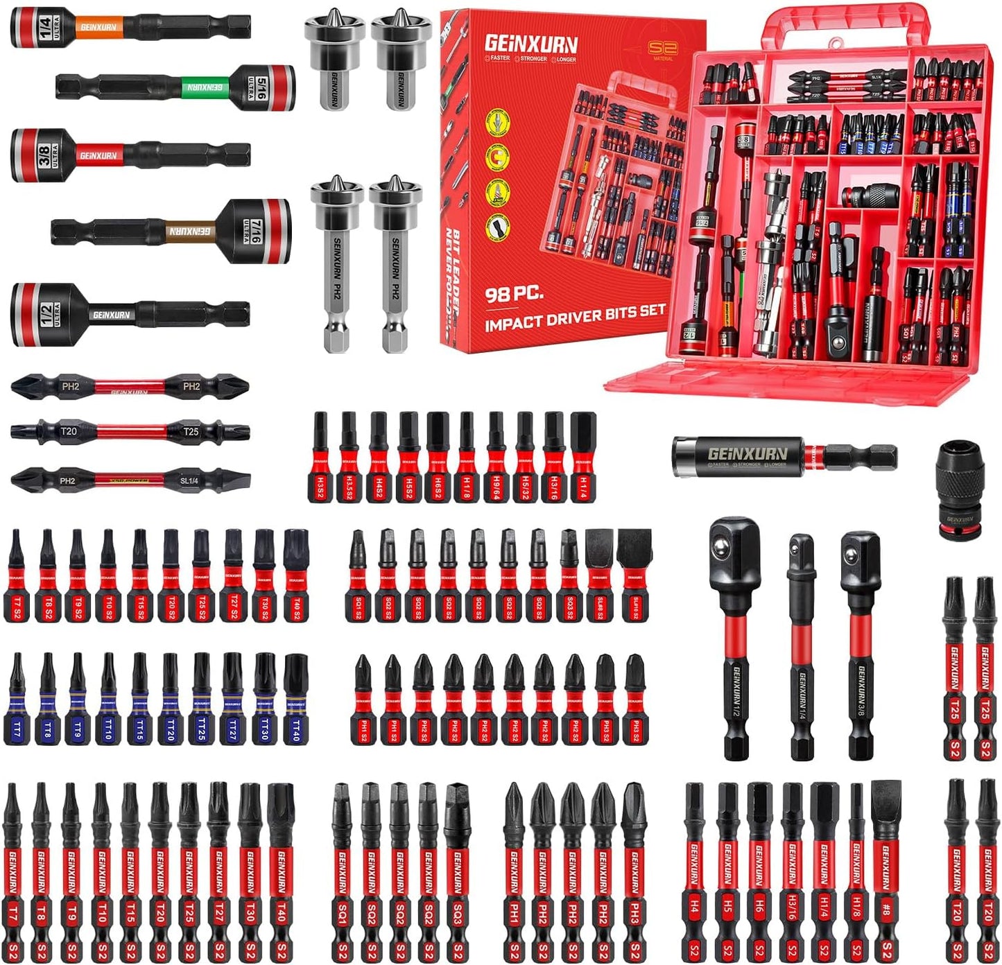 98Pieces Impact Screwdriver Bits Set for All Your Needs