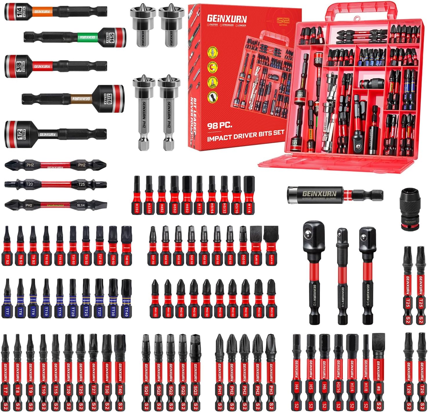 98Pieces Impact Screwdriver Bits Set for All Your Needs