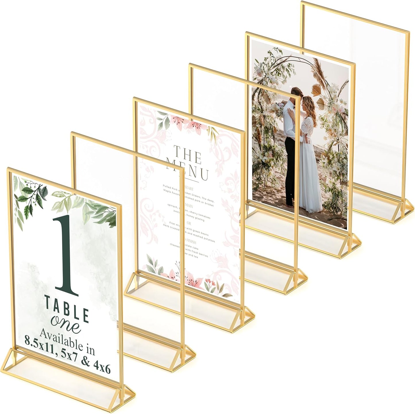 Gold Picture Frames Double-Sided 6-Pack for Events and Decor