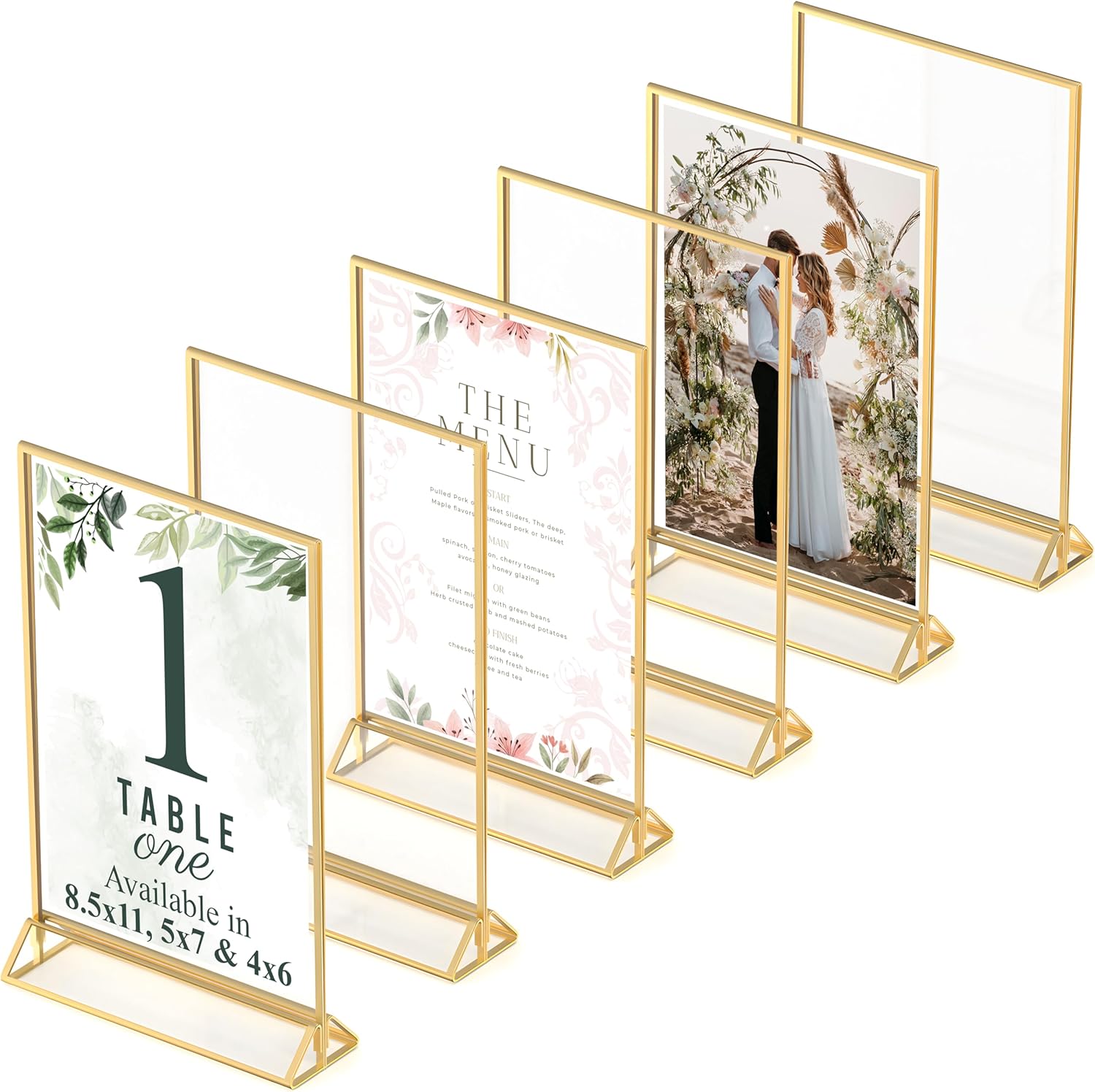 Gold Picture Frames Double-Sided 6-Pack for Events and Decor