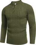 Men Casual Knit Quarter Button Henley Slim Fit Twisted Pullover - Warm