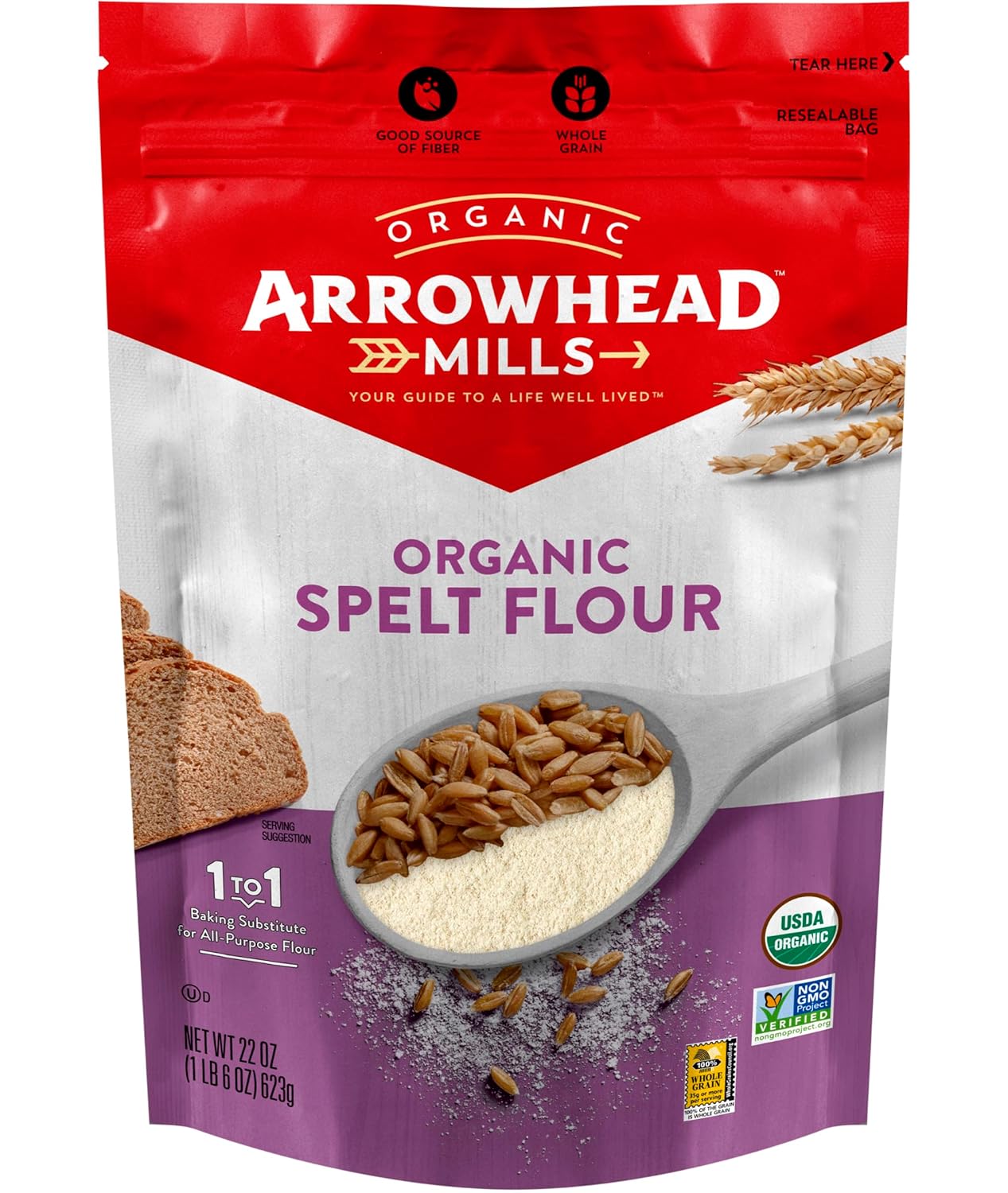 Organic Spelt Flour for Baking - Nutty Flavor & Fiber Rich