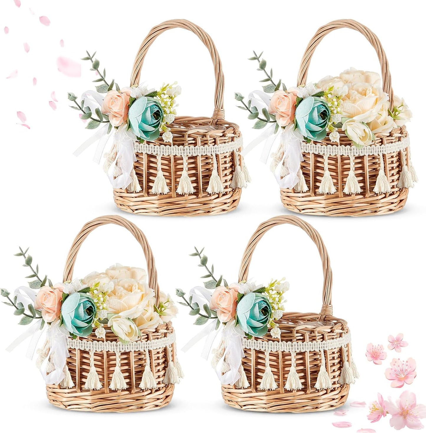 Thyle Rattan Woven Flower Basket Set for Rustic Wedding Decor