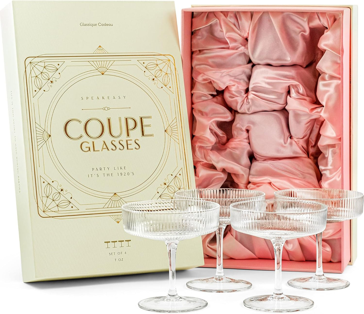 Crystal Coupe Glass Set | Vintage Speakeasy Style | GLASSIQUE CADEAU