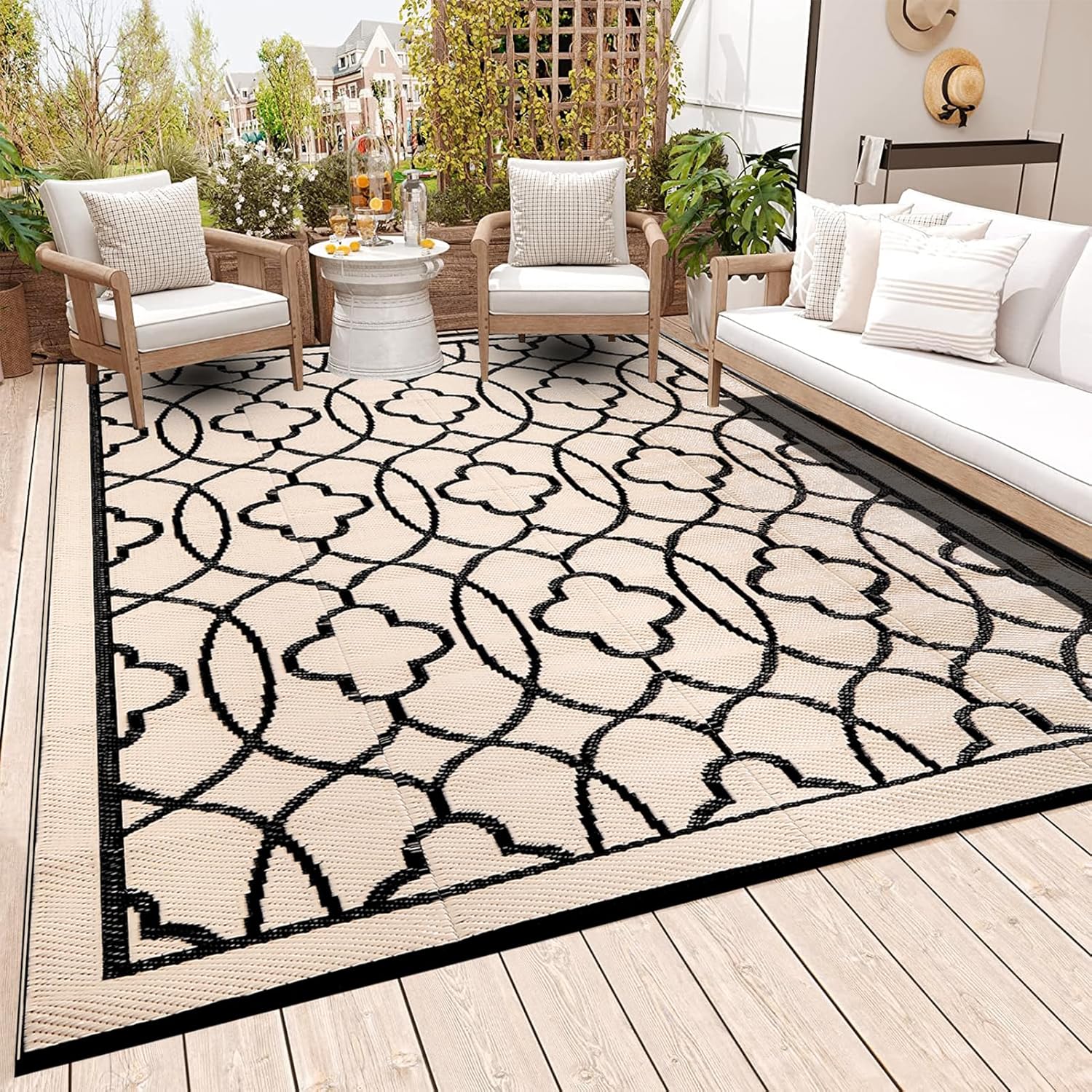 Pendolr Reversible Mats 9ftx12ft Outdoor Rugs for Patios
