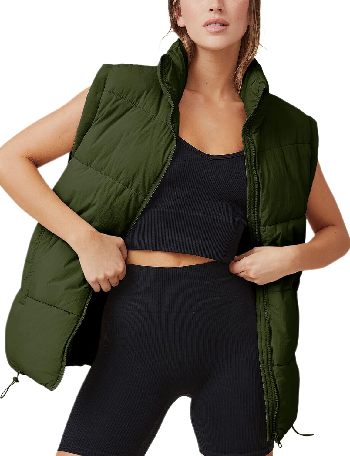 Athlisan Womens Zip Up Puffer Vest for Stylish Winter Wear