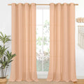Peach Linen Curtains 95 in Length - Coral Semi Sheer Drapes