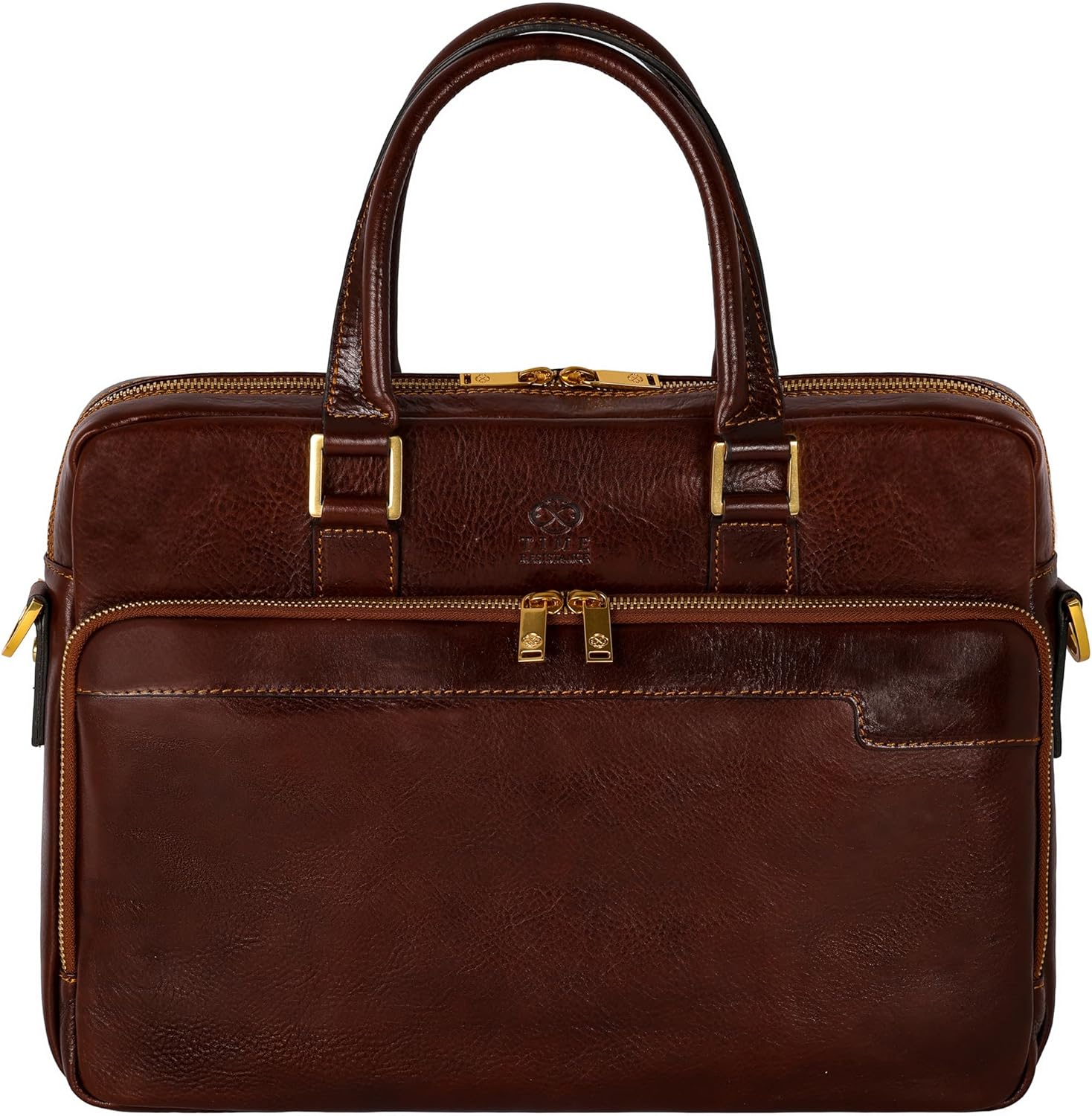 Time Resistance Leather Briefcase - Handmade Italian Laptop Bag
