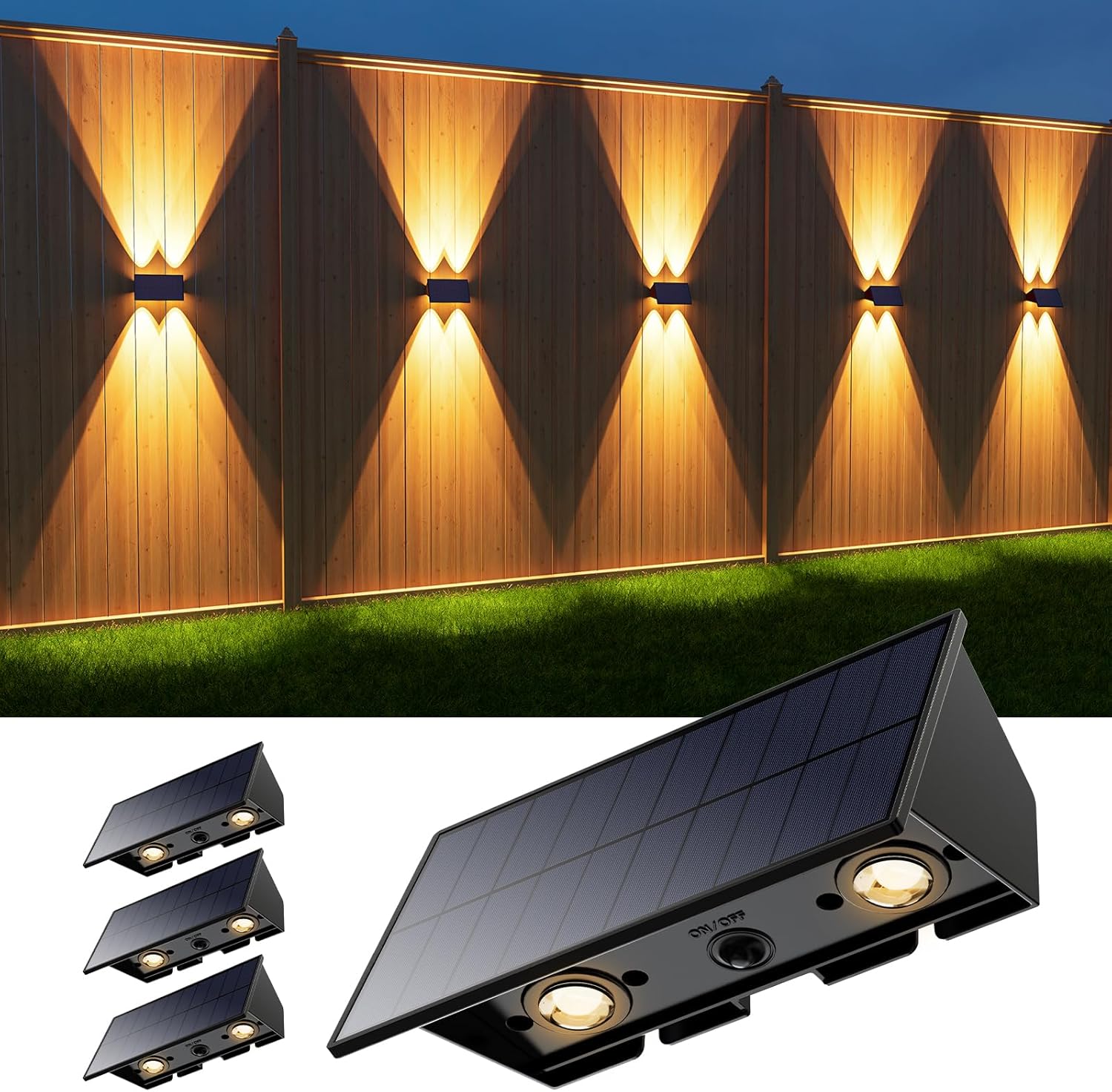 4 Pack Solar Powered Wall Lights for Outdoor Decorative Use