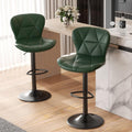 Modern Bar Stools Set of 2 Adjustable Faux Leather Swivel Bar Stools