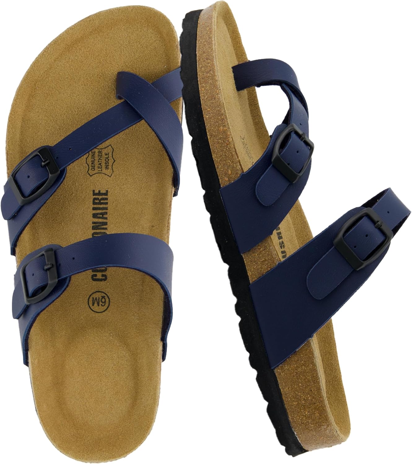 CUSHIONAIRE Women's Luna Cork Footbed Sandal for Everyday Comfort