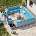 18-Piece Outdoor Patio Furniture Set with Fire Pit Table