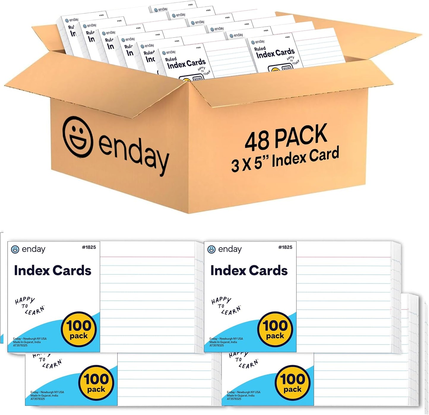 Enday 3x5 Bulk Index Cards for School and Office Use