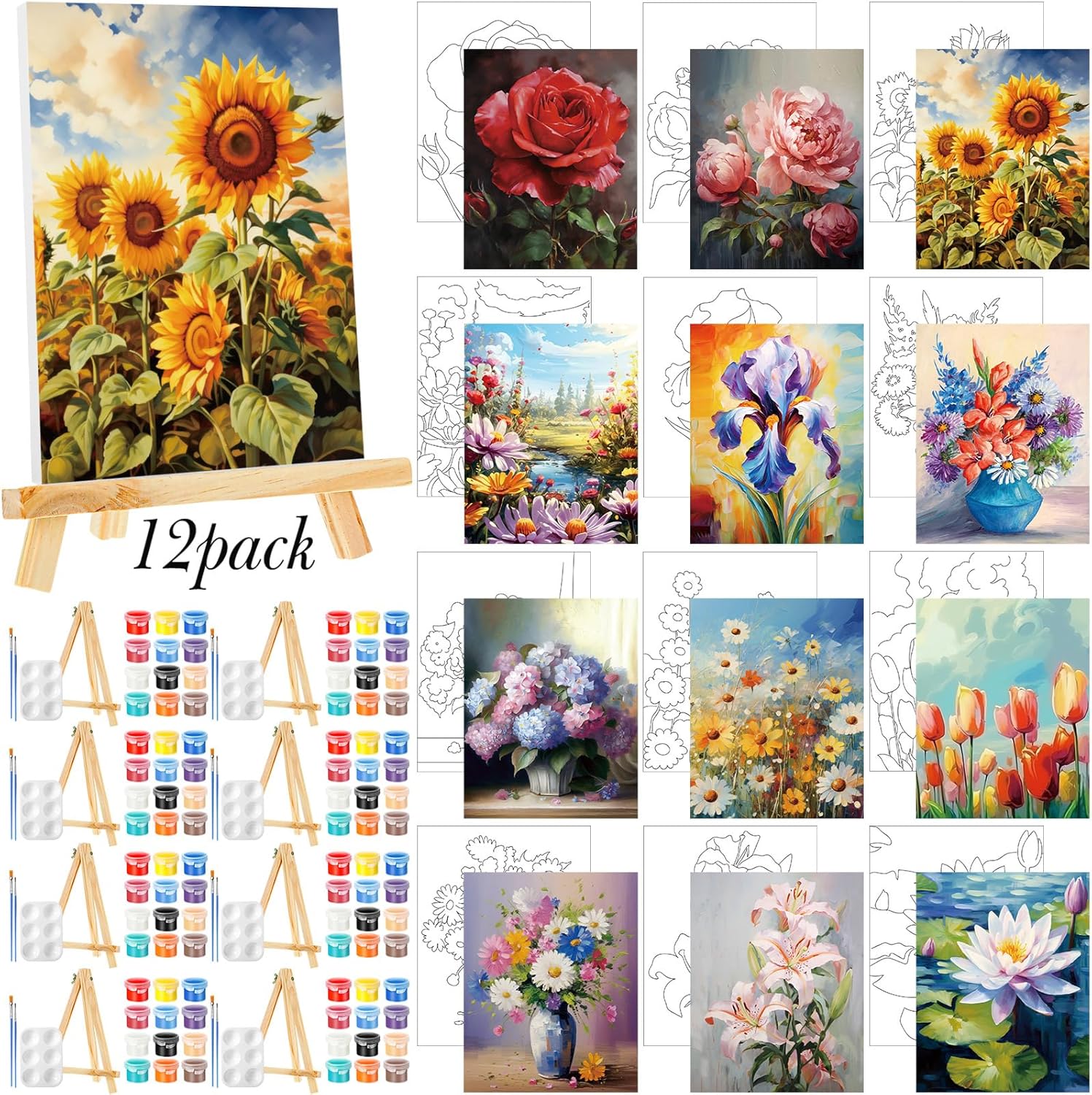 Pre Drawn Canvas Painting Set for Fun Sip and Paint Parties