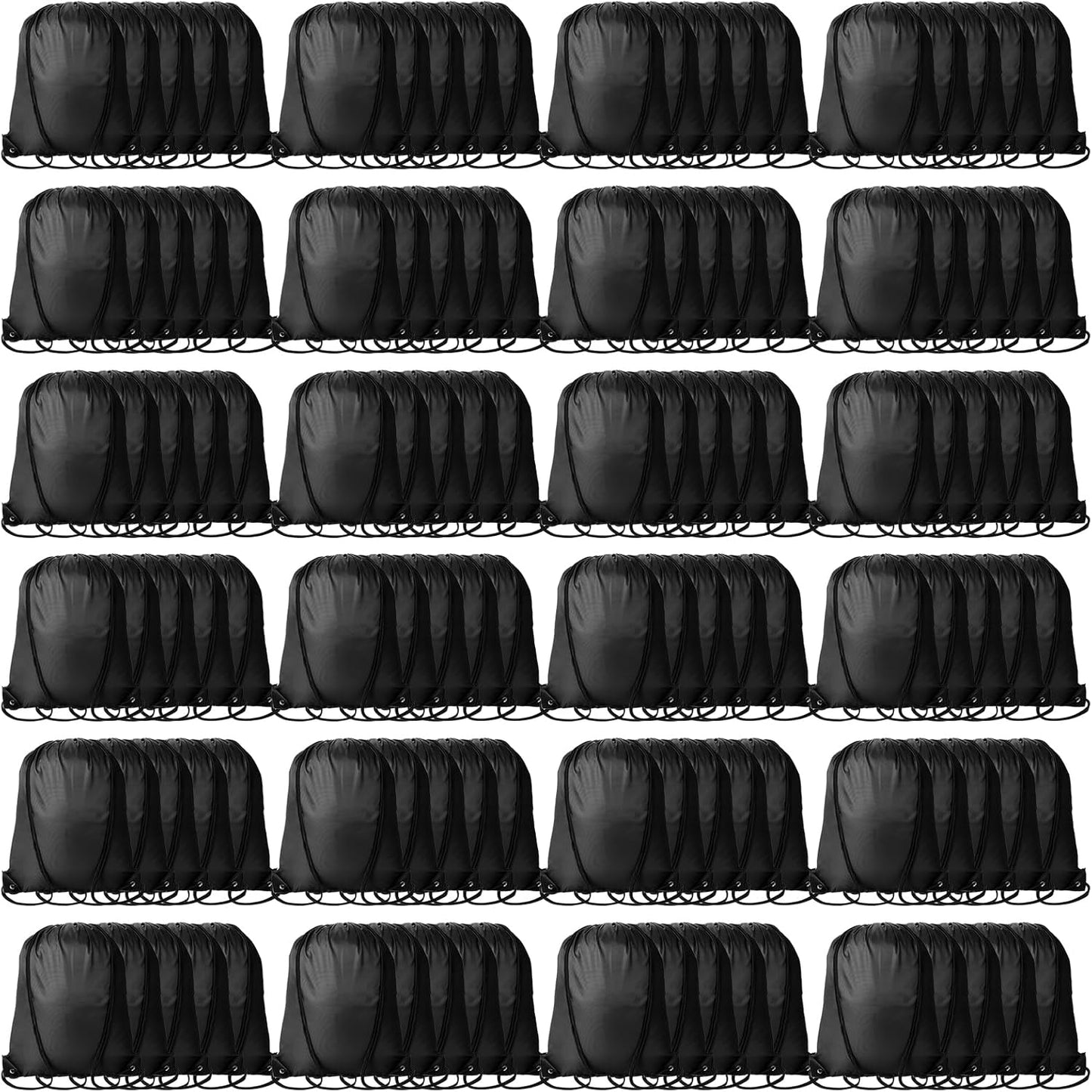 120Pcs Black Drawstring Backpacks for Sports and Travel Use