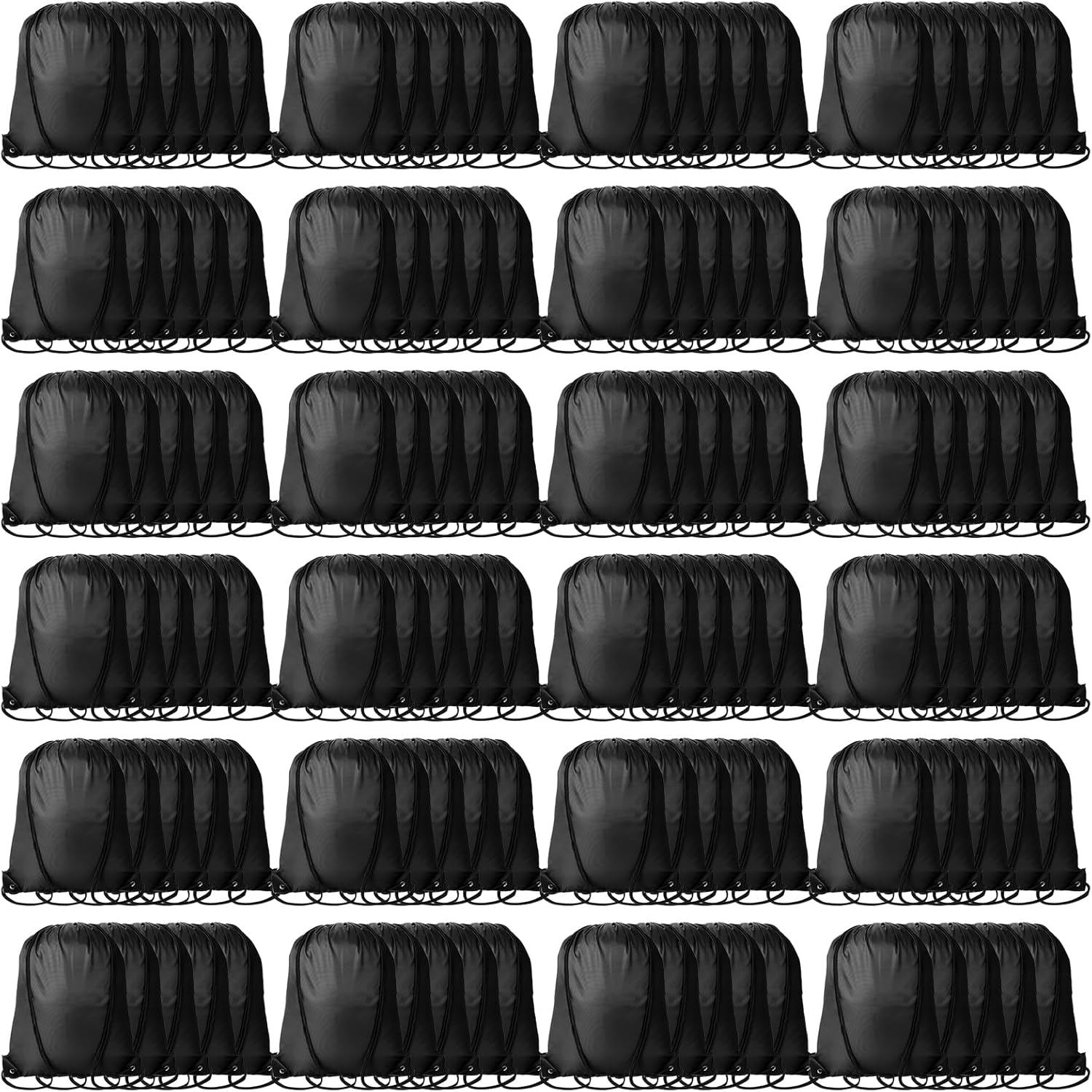 120Pcs Black Drawstring Backpacks for Sports and Travel Use