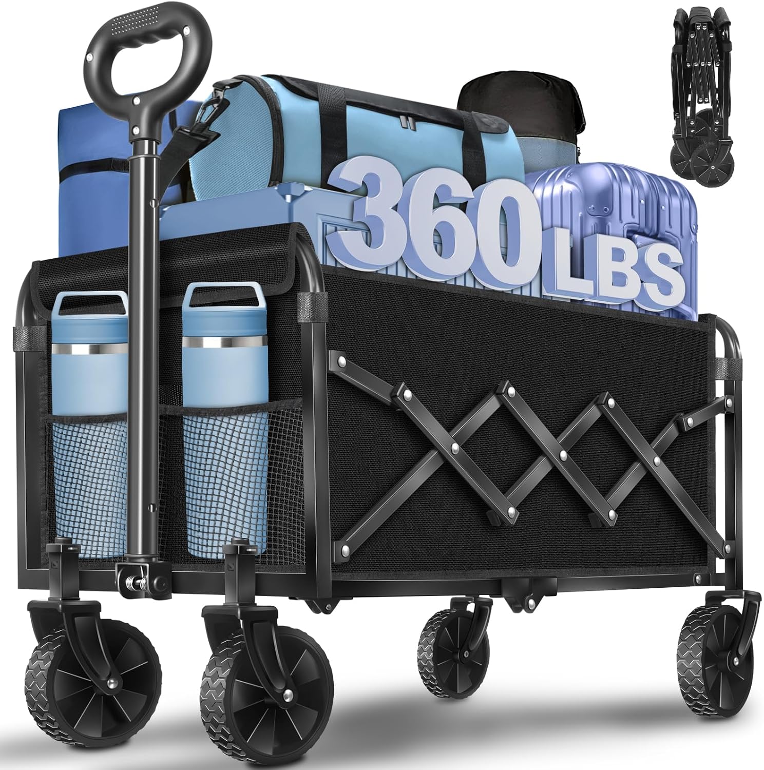 Collapsible Wagon for Beach, Camping, Shopping, and Travel