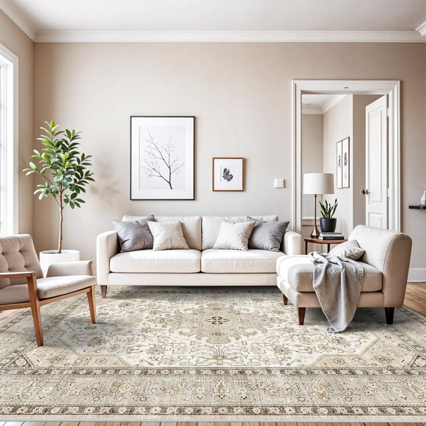 10x12 Area Rug for Living Room: Vintage Washable Indoor Carpet