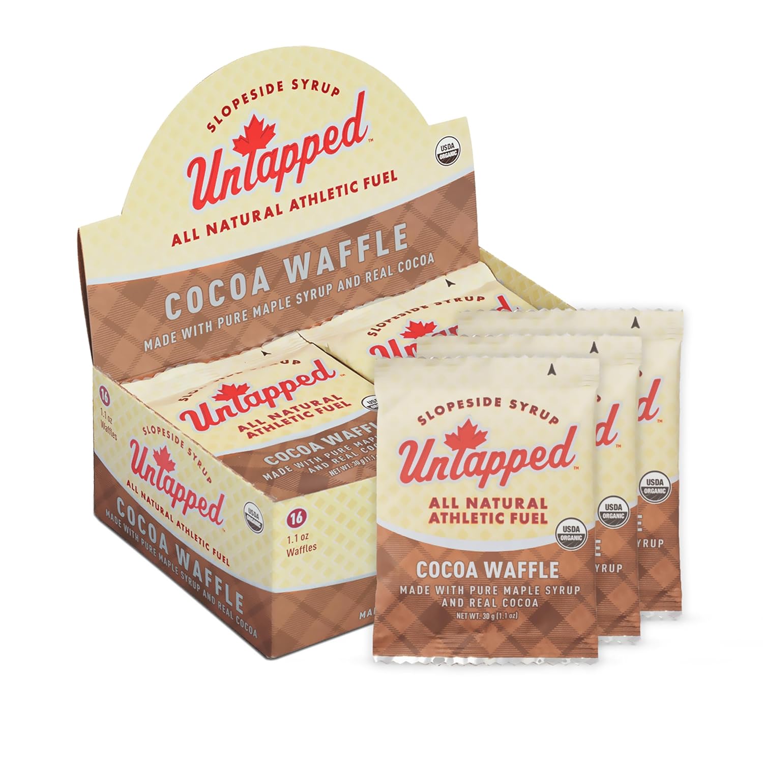 UnTapped Organic Cocoa Waffles for Endurance Sports Nutrition