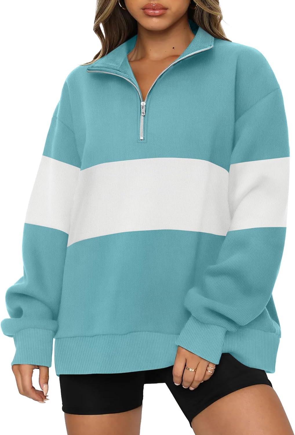 OFEEFAN Sweatshirts for Women - Stylish Loose Fit Quarter Zip