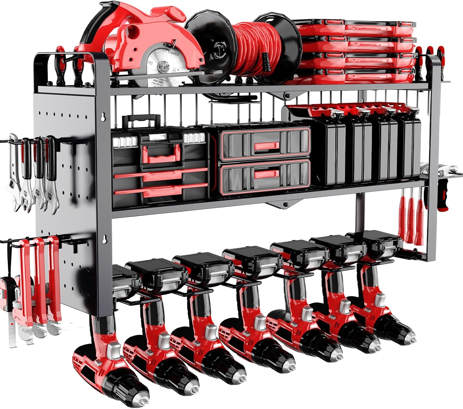 Space-Saving Drill Holder Rack - Heavy Duty Wall Mount