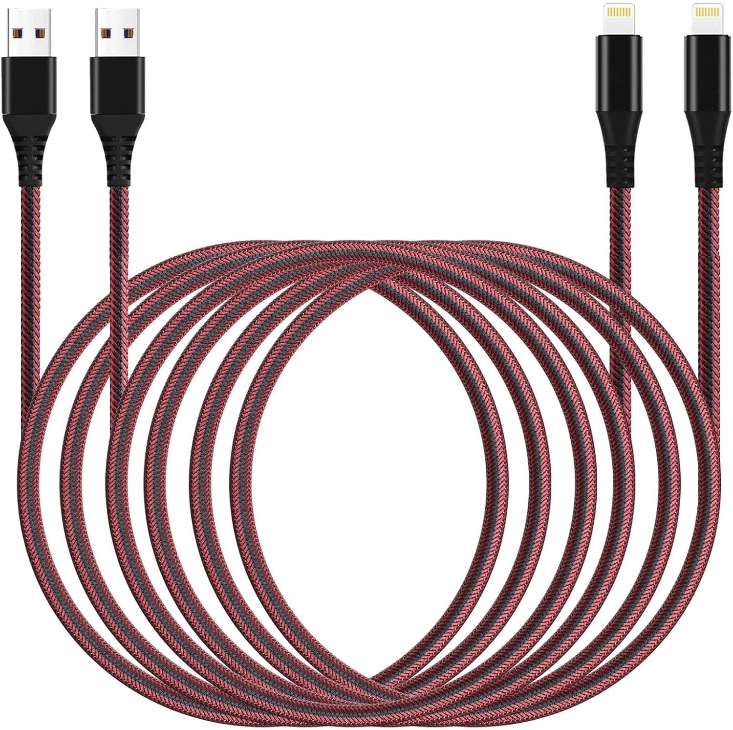 10ft Long Lightning Charger Cable 2-Pack for iPhone - Fast Charging Convenience