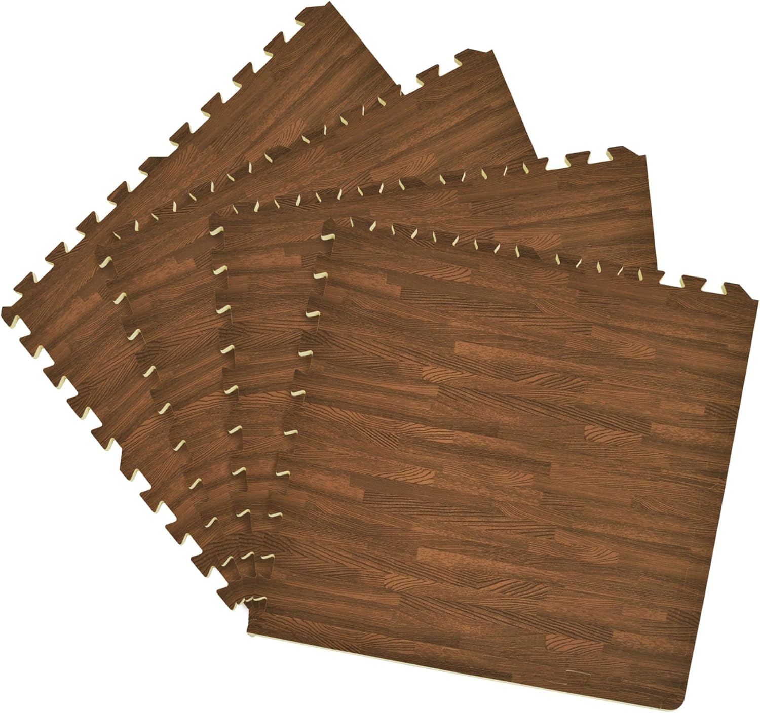 Durable Walnut Foam Tiles - DIY Home Flooring Solution
