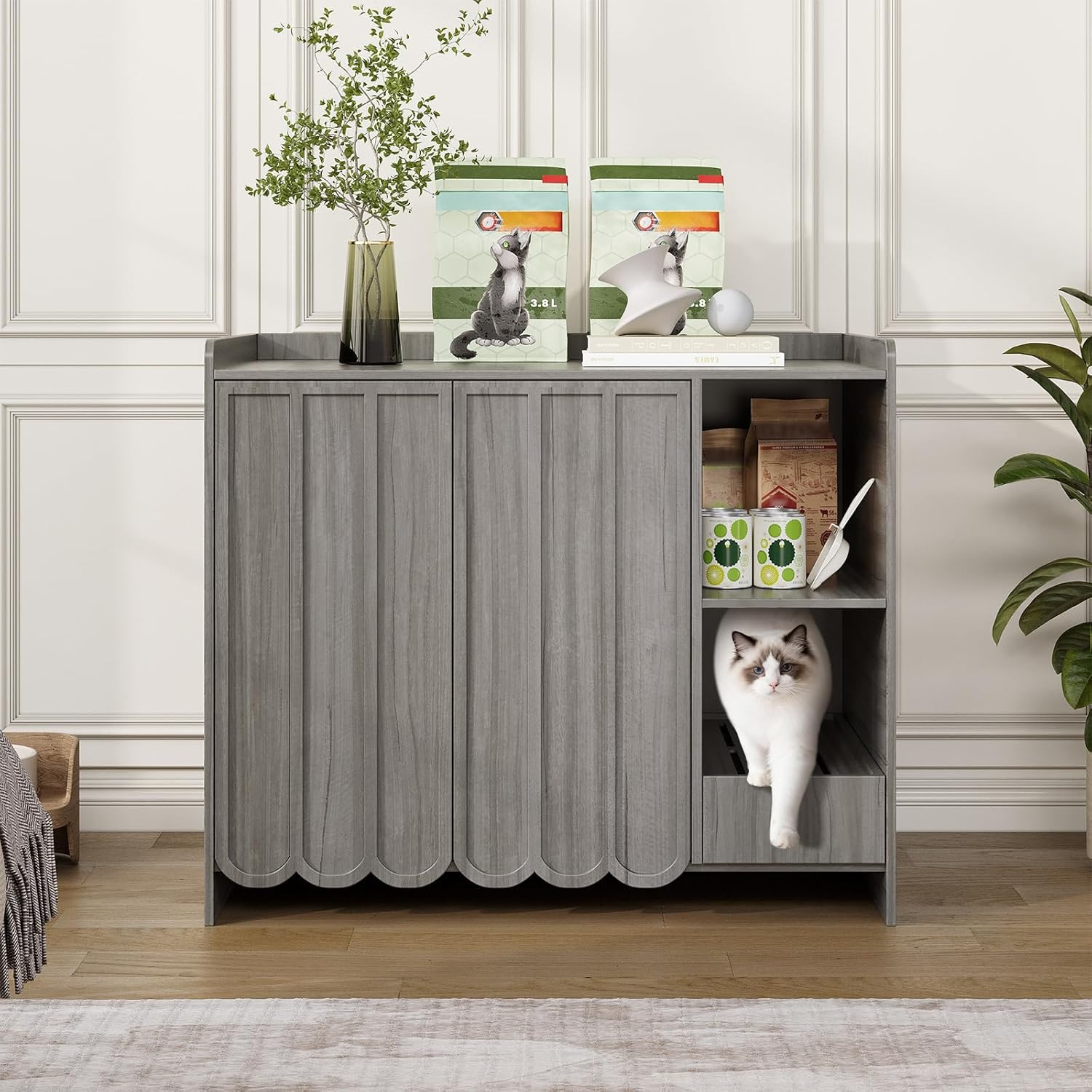 Large Cat Litter Box Enclosure with Removable Collector and Shelf