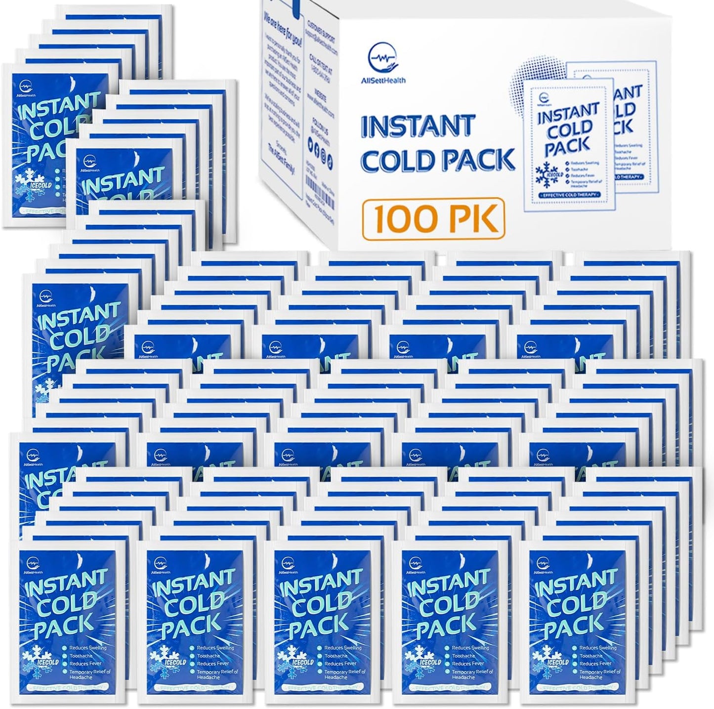 Instant Cold Pack for Injuries - 100 Pack Disposable Ice Packs