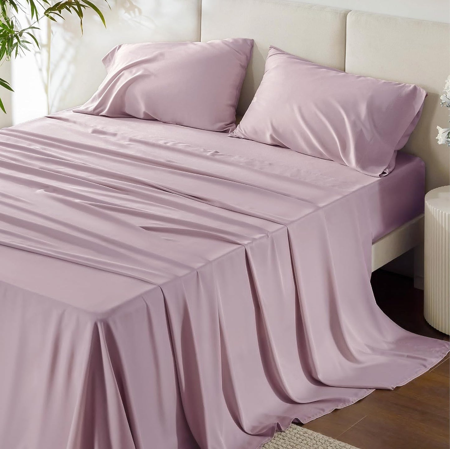 Cooling Queen Sheet Set for Hot Sleepers, Silky Soft Bedding
