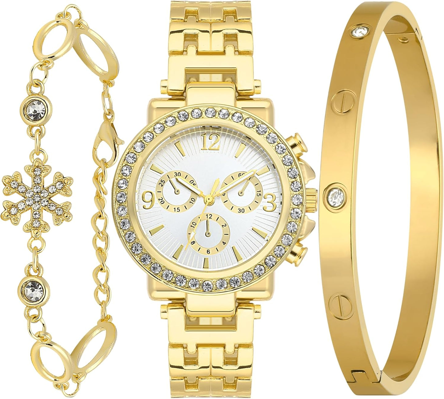 Dainty Gold Bracelet Watch Set by ELLZEN