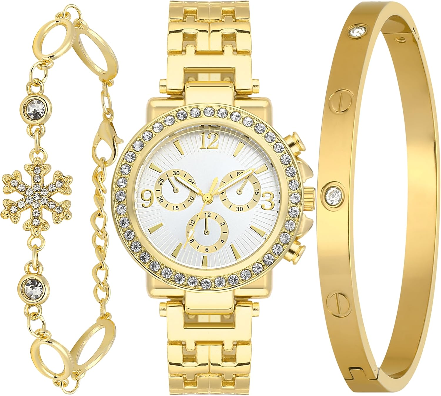 Dainty Gold Bracelet Watch Set by ELLZEN