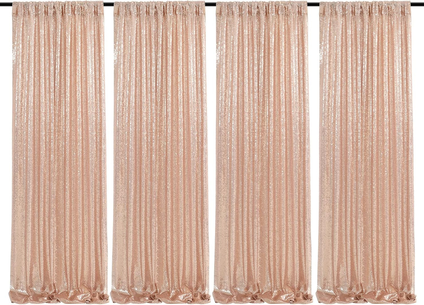SoarDream Rose Gold Glitter Sequin Backdrop Curtains for Events
