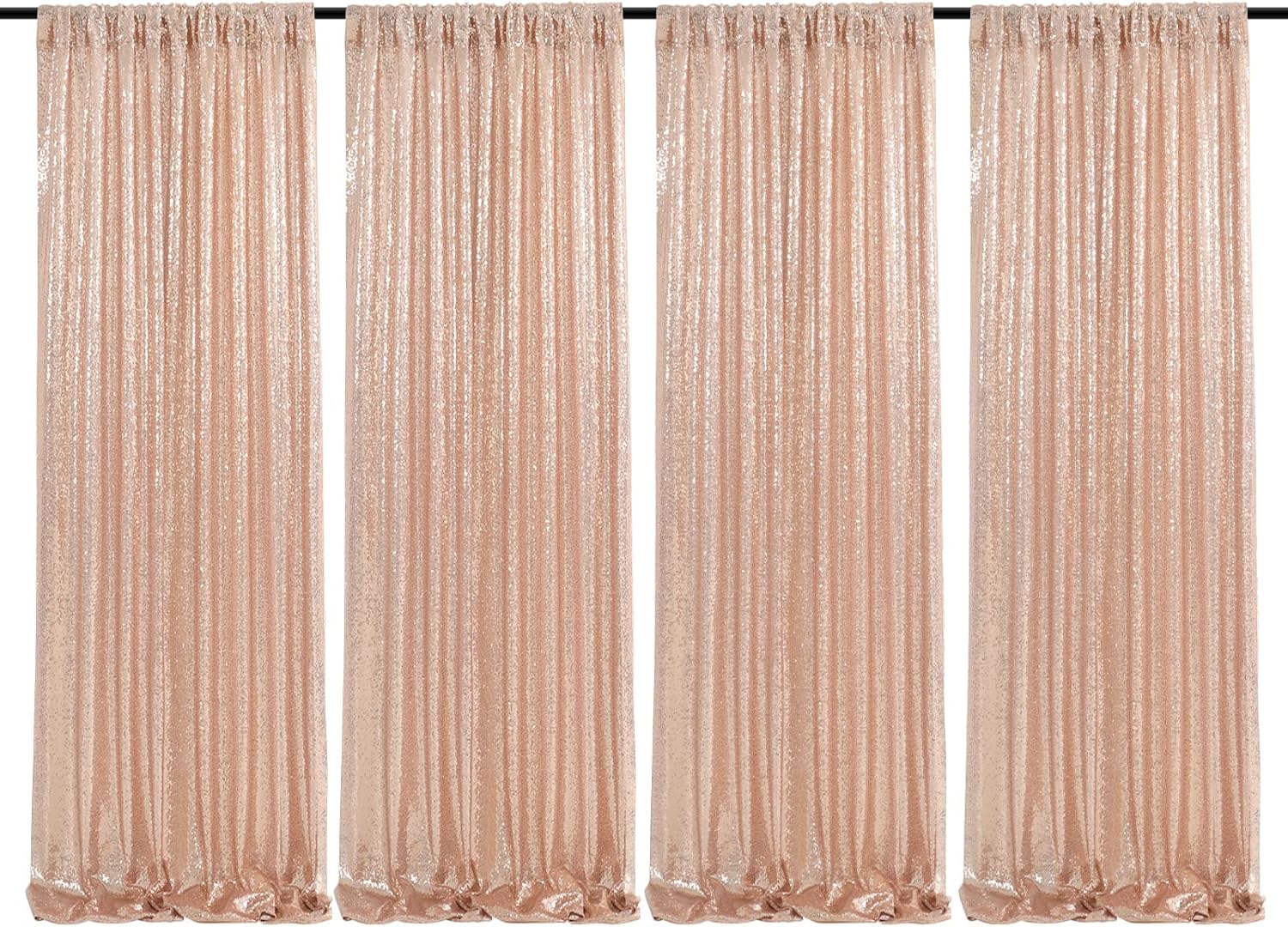 SoarDream Rose Gold Glitter Sequin Backdrop Curtains for Events