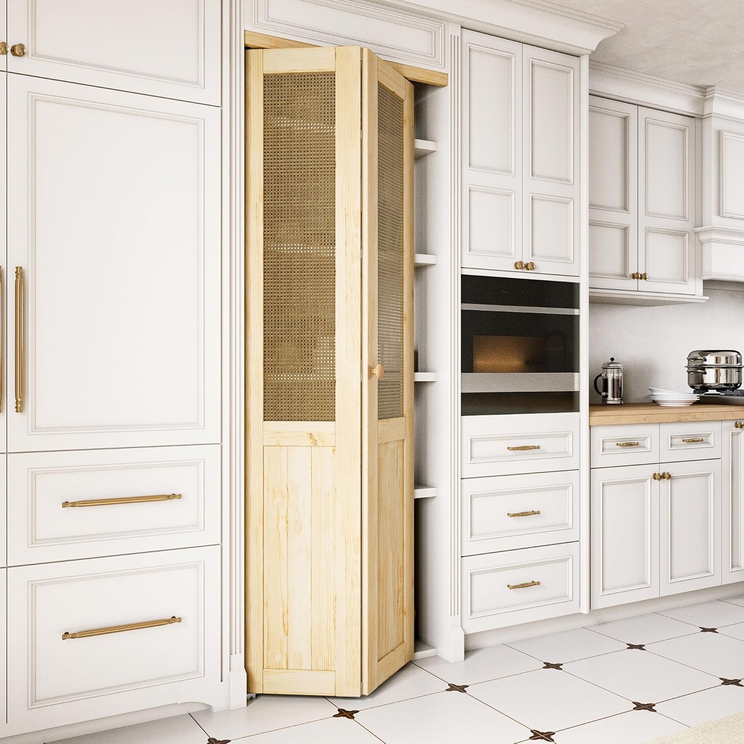 24in x 80in Rattan Bifold Closet Door with Hardware Included