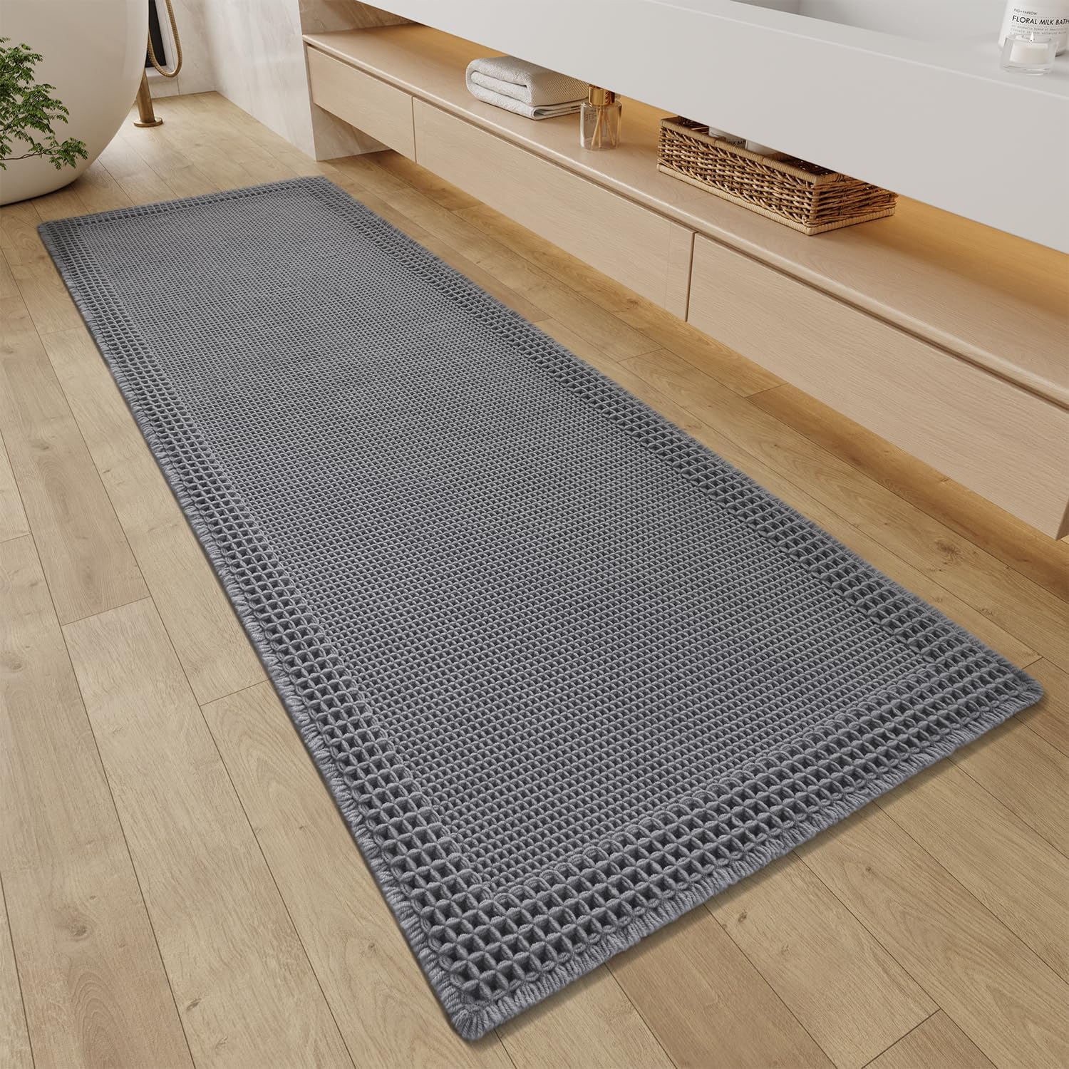 RESARE Waffle Bathroom Runner Rugs for Stylish Home Decor